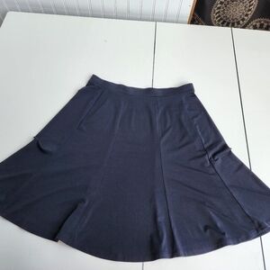 Liz Claiborne A-Line Skirt Womens Black Solid Knee Length Elastic Waist Sz S